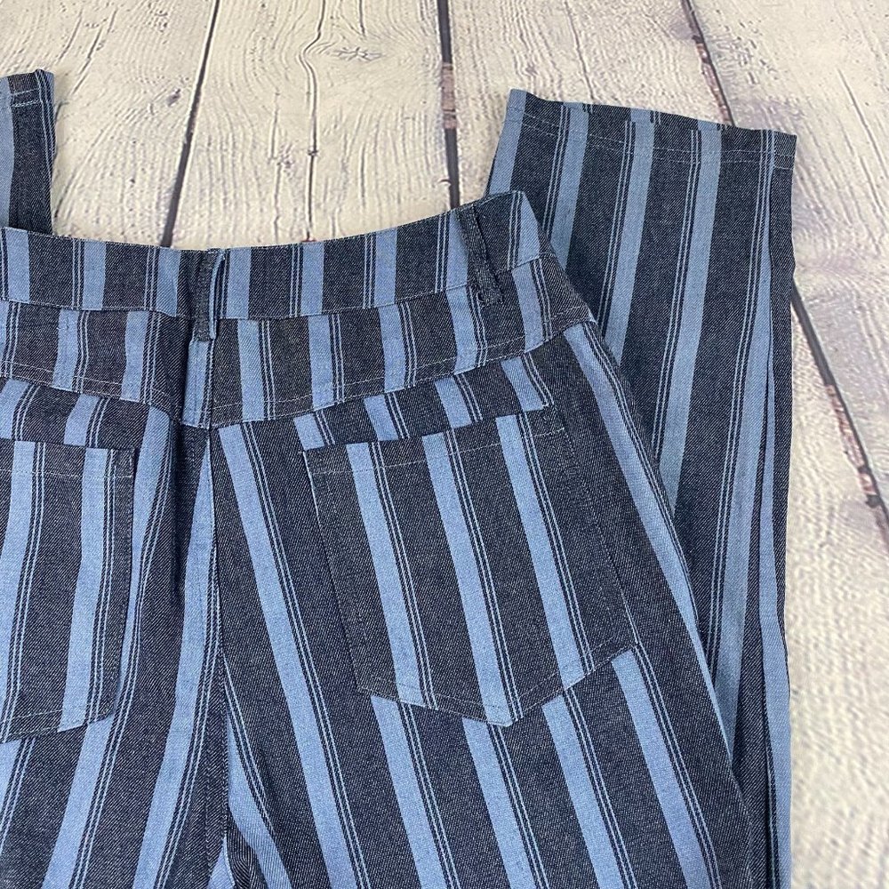 Wild Honey Striped High Waisted Chambray Twill Pants - Picture 8 of 8